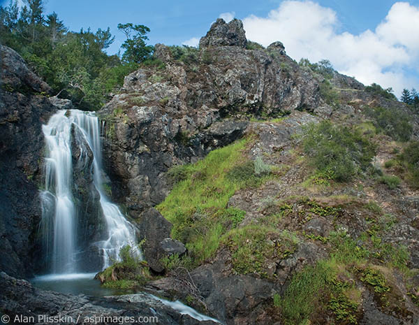 A long strenuous hike is rewarded with this west Marin County waterfall.