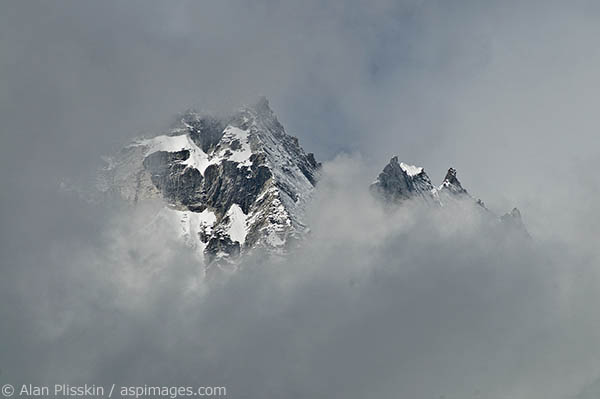 I was fortunate that the clouds broke for less than a minute so that I could capture this Khumba region mountain.