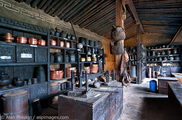 Outside of Namche Bazaar, this kitchen is set up in the local museum.