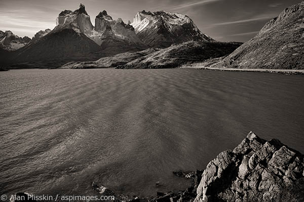 The Cuerno Este is the centerpiece of the Cuernos del Paine mountain range.