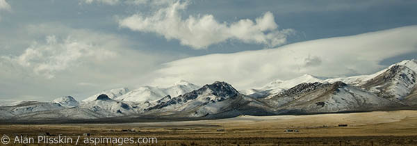 Snow on a mountain range in Nevada